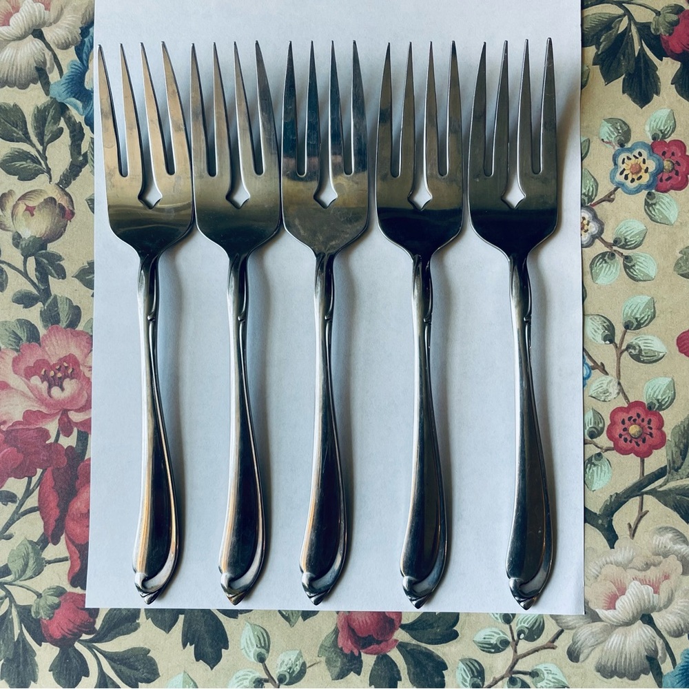 Oneidacraft Shasta silver Stainless salad forks vintage flatware